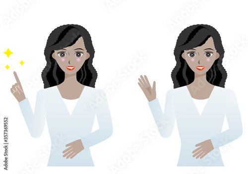 プレゼンテーションする黒人女性のイラストセット