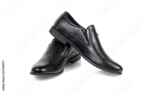 black mens shoes isolated on a white background