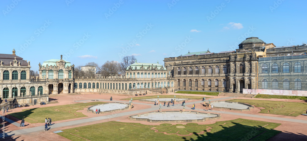 View from terrace near Crown Gate toward Zwinger courtyard, Dresden.