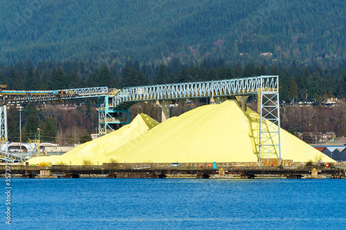 Sulfur pile at North Vancouver, British Columbia, Canada photo