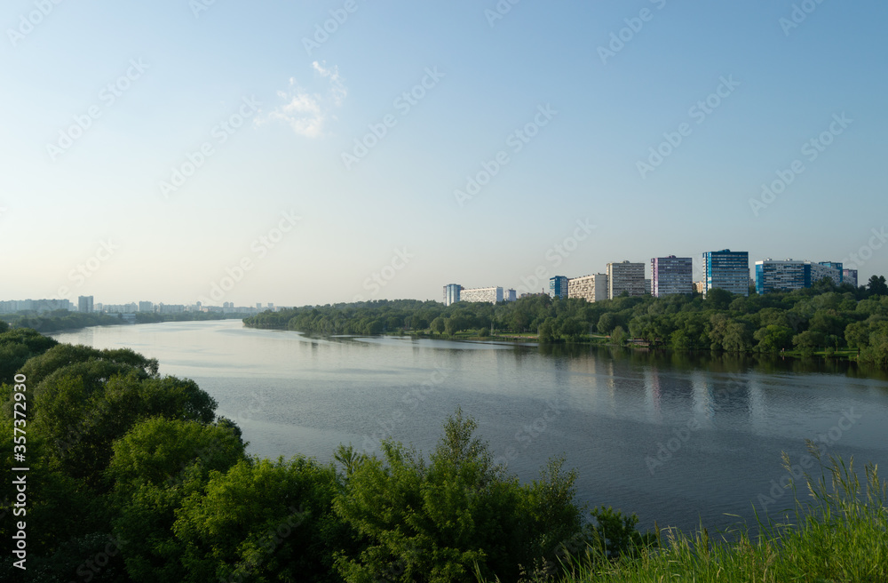 View of the Moscow river. Summer season.