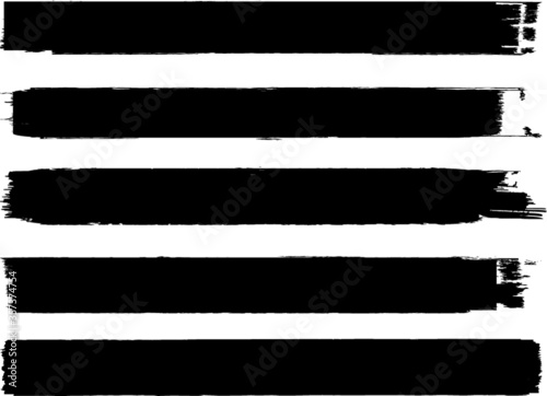 Grunge Paint Roller . Vector brush Stroke . Distressed banner . Black stripes isolated. paintbrush collection . Modern Textured shape . Dry border in Black . Bulge lines . Rough edges. 
