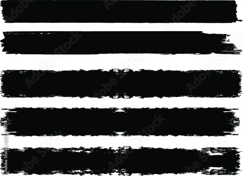 Grunge Paint Roller . Vector brush Stroke . Distressed banner . Black stripes isolated. paintbrush collection . Modern Textured shape . Dry border in Black . Bulge lines . Rough edges. 