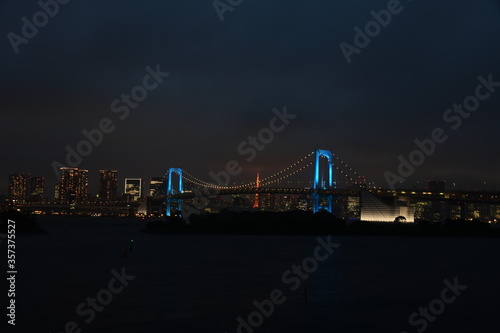 Blue rainbow bridge in Tokyo