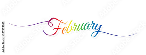 february letter calligraphy banner colorful gradient 