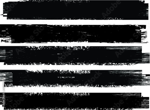 Grunge Paint Roller . Vector brush Stroke . Distressed banner . Black stripes isolated. paintbrush collection . Modern Textured shape . Dry border in Black . Bulge lines . Rough edges. 