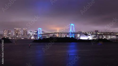 Blue rainbow bridge in Tokyo