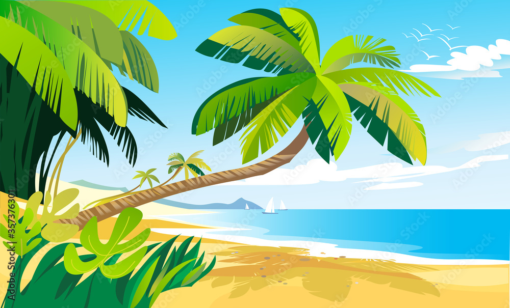 Tropical palm tree on the beach