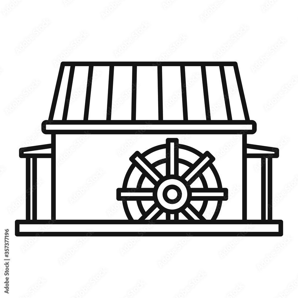 Farm water mill icon. Outline farm water mill vector icon for web design isolated on white background