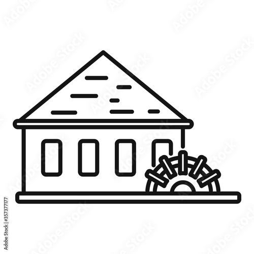 Water mill wheel icon. Outline water mill wheel vector icon for web design isolated on white background