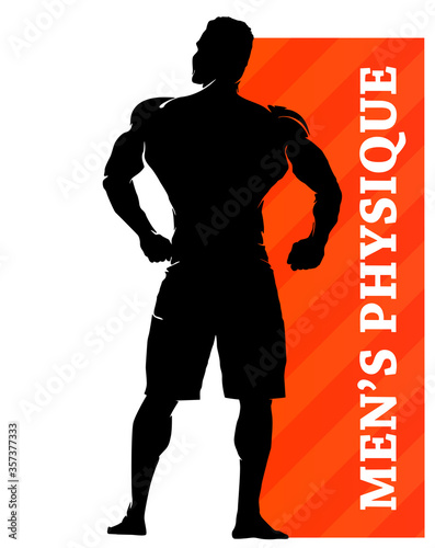 Muscular Man Silhouette Lifting Weights. Fitness icon
