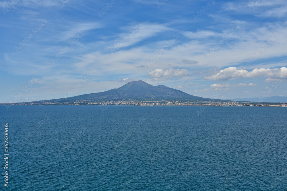 Panorama of the Gulf of Naples from a terrace in Vico Equense.