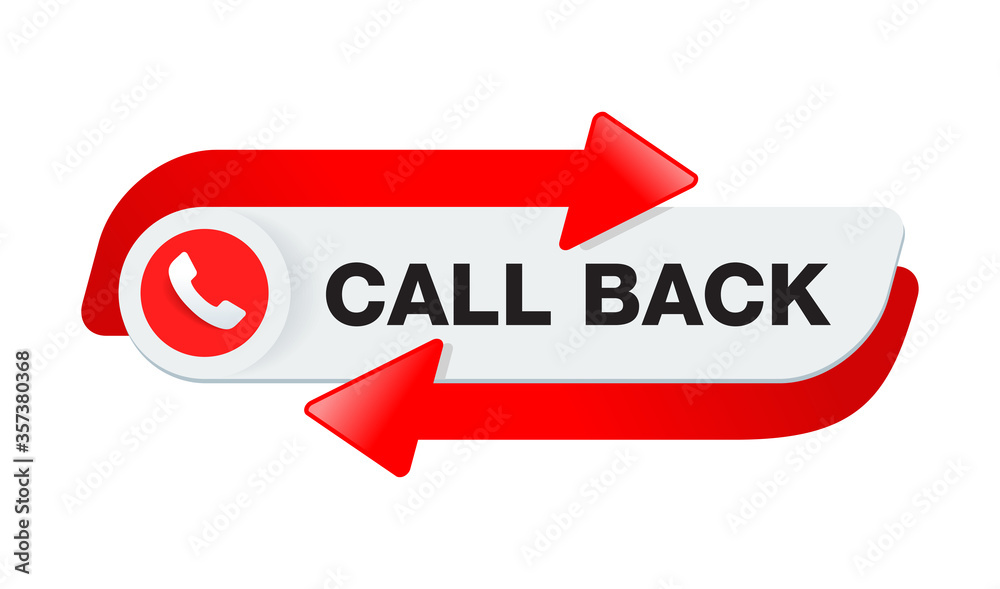 Call back - web site header template for callback service r - conspicuous element with phone headset pictogram and both ways arrow Call back - web site header template for callback service r - conspicuous element with phone headset pictogram and both ways arrow