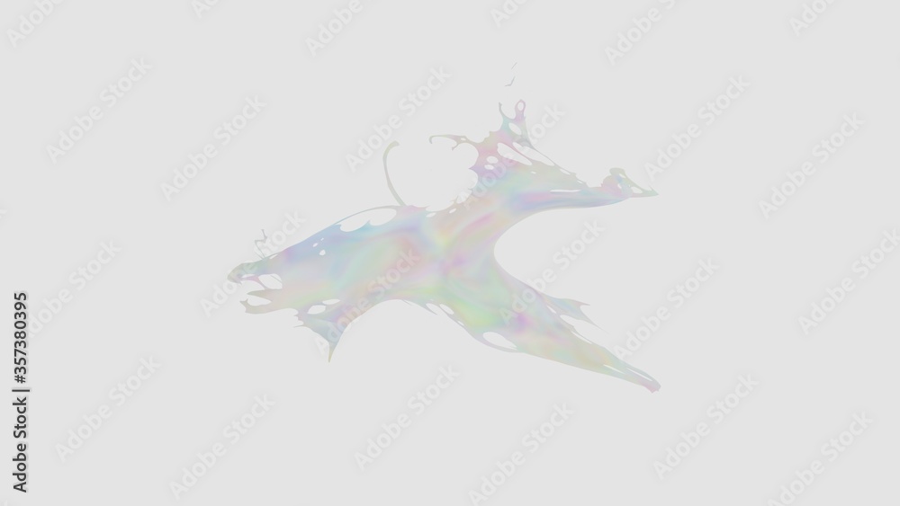 Colored splashes in abstract shape, isolated on white background. 3d rendering Colored splashes in abstract shape, isolated on white background. 3d rendering