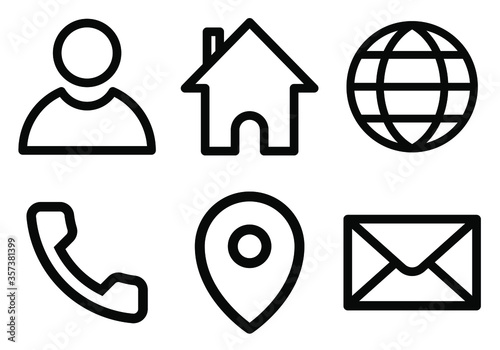 Outlined Icons collection for business card