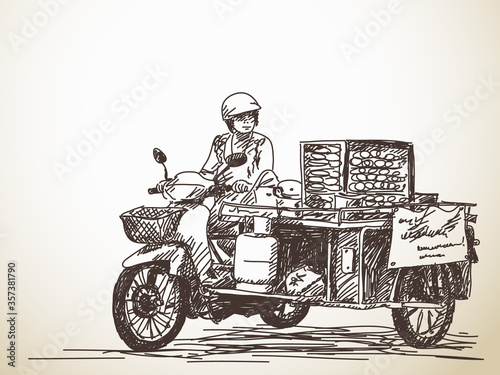 Asian street food on motorbike