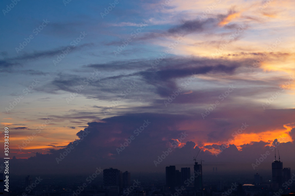sunset over the city