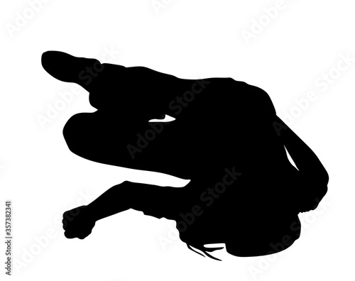 Dead girl lying on the sidewalk vector silhouette. Drunk girl unconscious after party. Patient women rescue. Drugged person overdose. Sick teenager. Injured lady after car crush accident. First aid.