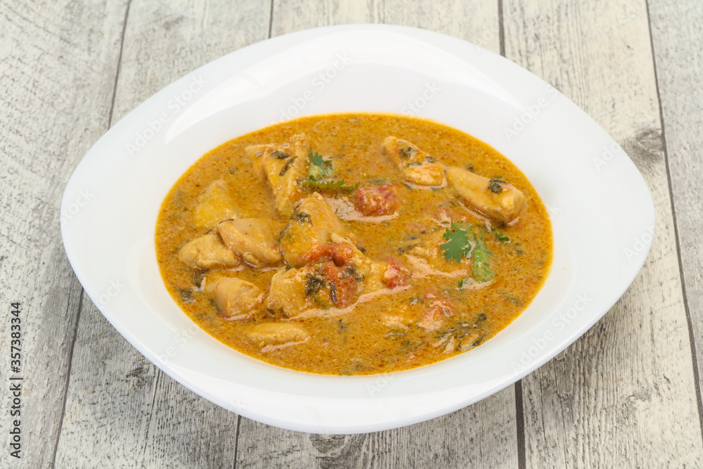 Traditional thai curry chicken soup