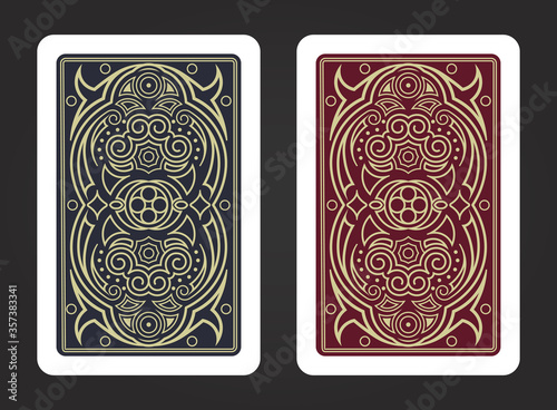 The reverse side of a playing card
