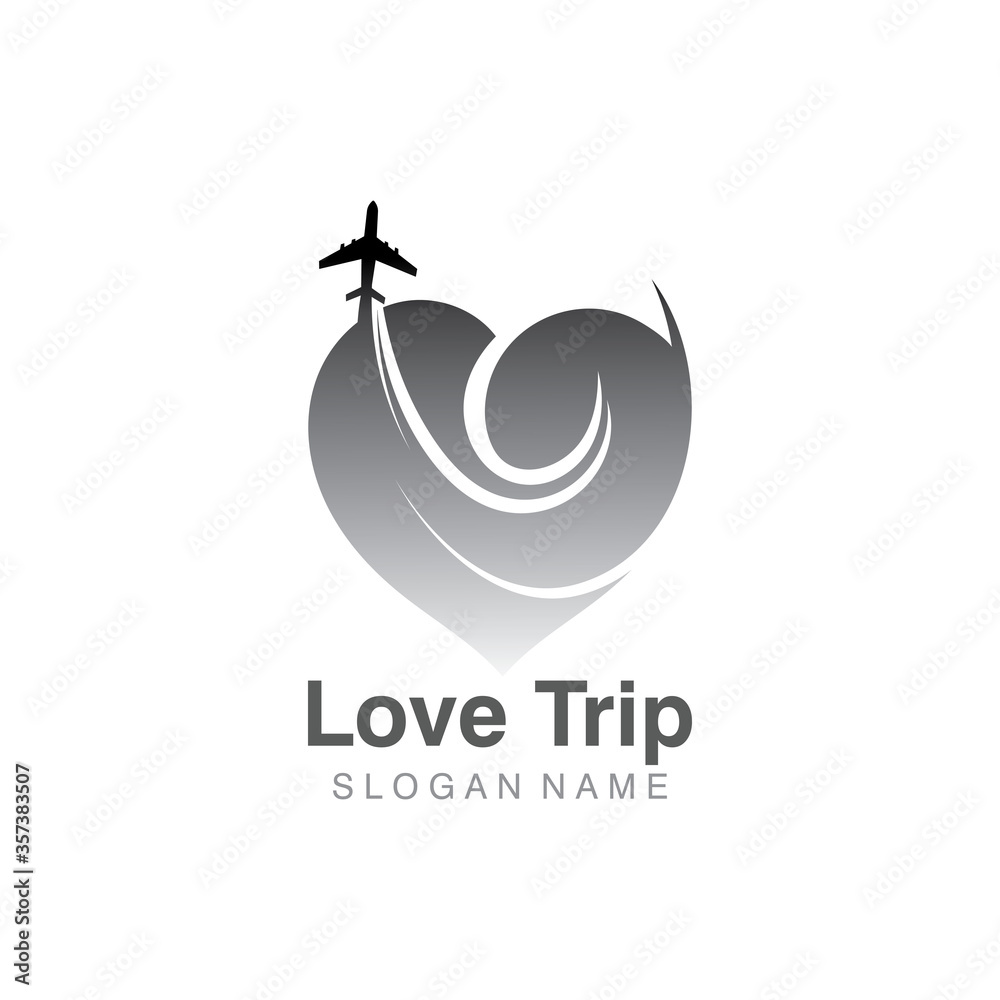 Obraz premium Love Trip awesome simple creative airplane logo template design