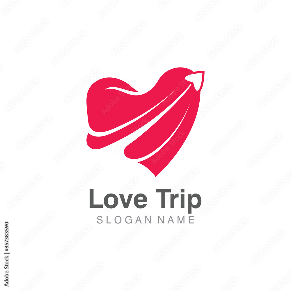 Fototapeta premium Love Trip awesome simple creative airplane logo template design