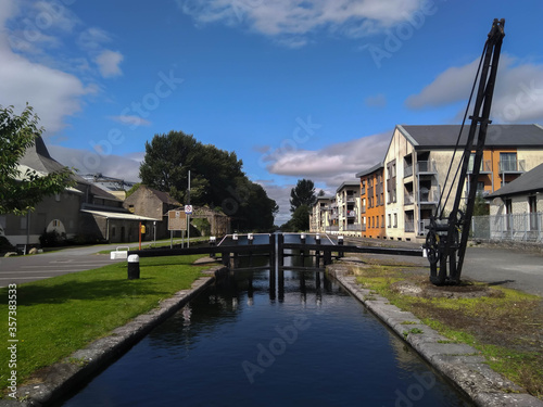 View of Ardreigh lock , Grand Canal , Athy Waterways in County Kildare, Ireland. photo