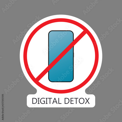 Strikethrough phone icon. The concept of ban devices, free zone devices, digital detox. Blank for sticker. Isolated. Vector.