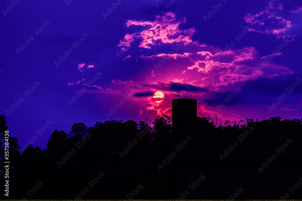 The colors of the evening in the Pampa Biome region in southern Brazil