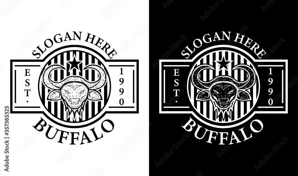 Buffalo Vintage Retro Badge Label Emblem Logo design inspiration