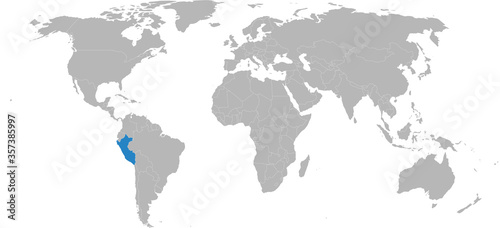 Peru country isolated on world map. Light gray background. Business concepts  backgrounds and Wallpapers.