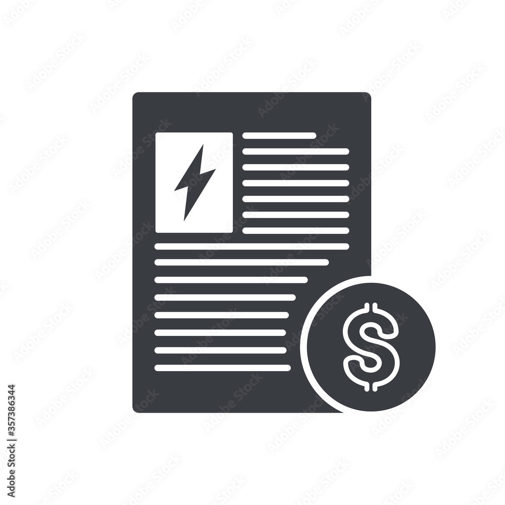 Electricity Utility Bills, Payments, Vector Icon Electricity Utility Bills, Payments, Vector Icon
