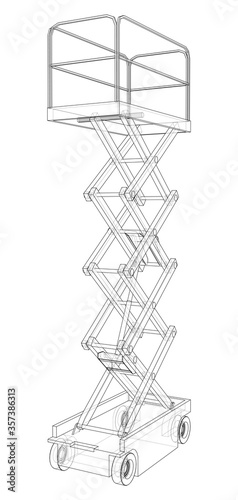 Scissor lift concept outline. Vector