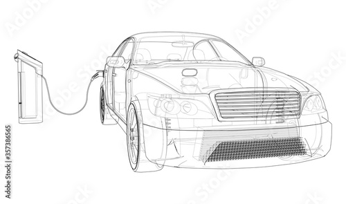 Electric Vehicle Charging Station Sketch. Vector