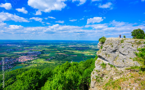 Viewpoint on mountain breitenstein with a great view to Landscape of Swabian Alb  Ochsenwang  Stuttgart  Germany