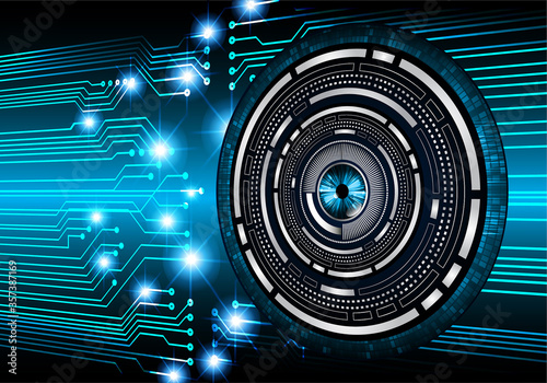 Blue eye cyber circuit future technology concept background