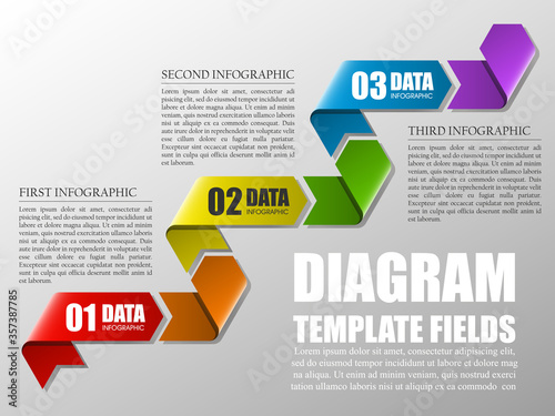 Modern three arrows origami style. Abstract template for background.