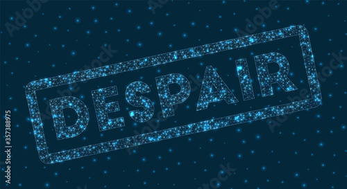 Despair word in digital style. Glowing geometric despair badge. Radiant vector illustration.