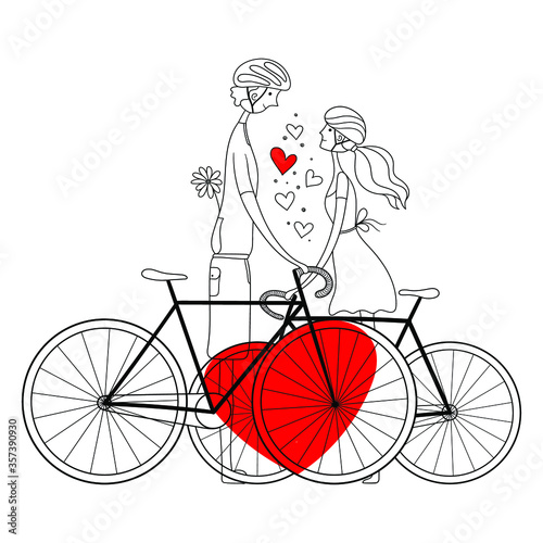  Couple of lovers with bicycles.