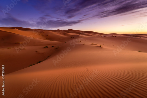 Dramtic and colorful sunrise at the Sahara desert   Earth s Largest Hot Desert
