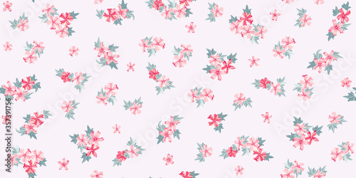 Simple cute pattern in small beauteous flower of mallow. Liberty style. Floral seamless background for textile or book covers, manufacturing, wallpapers, print, gift wrap and scrapbooking.