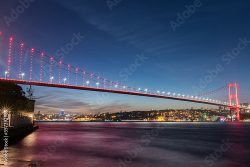 Istanbul Bosphorus Bridge (15th July Martyrs Bridge) view from Beylerbeyi. Istanbul, Turkey.