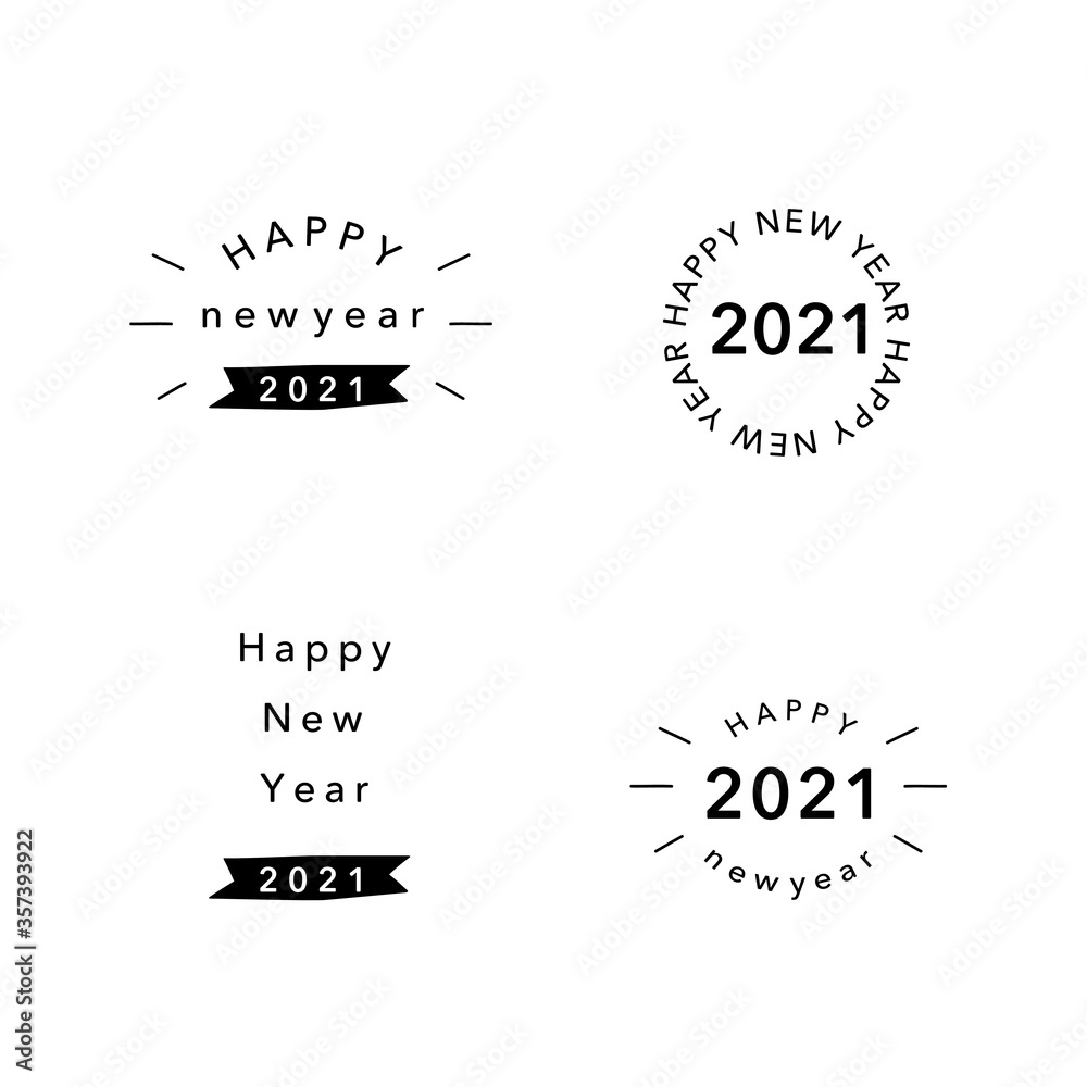 Happy new year 2021 text, logo design template set