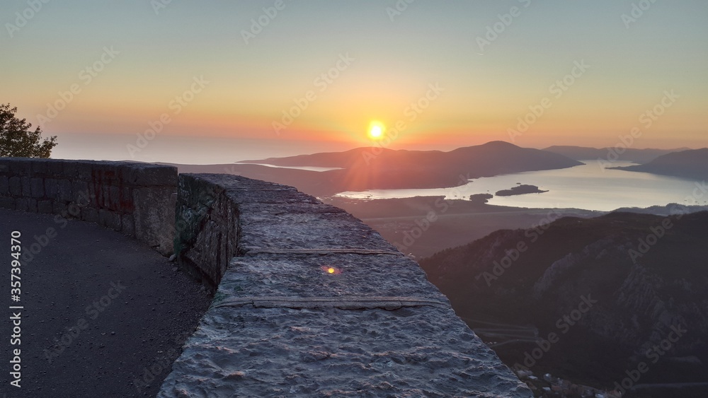 Fototapeta premium sunset over the river