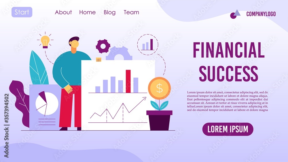 Financial business management landing page design concept Financial business management landing page design concept