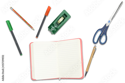 scrivania oggetti ufficio scuola forbice agenda 