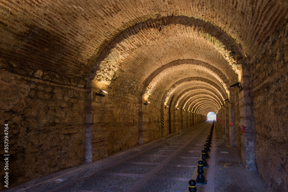 The Beylerbeyi Palace Tunnel (Turkish: Beylerbeyi Sarayi Tuneli) is a historic tunnel under the Beylerbeyi Palace. Reopen tunnel connecting Uskudar with Beylerbeyi and Cengelkoy. Istanbul, Turkey.