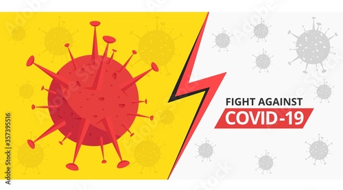 Coronavirus covid-19 n-cov pandemic virus fight against background,  Stop Coronavirus Concept vector illustration