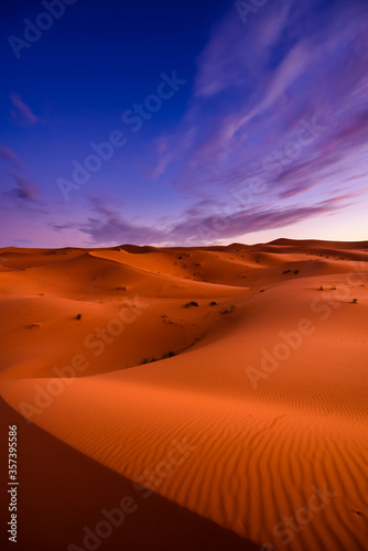 Dramtic and colorful sunrise at the Sahara desert  Earth s Largest Hot Desert
