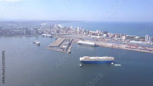 Harbour with ships at port overlooking Durban